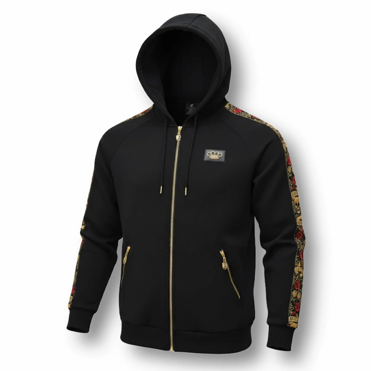 Mi Vida Loca LFR Tracksuit hoodie in black with colourful embroidered band on the sleeves, zip and MVL logo patch