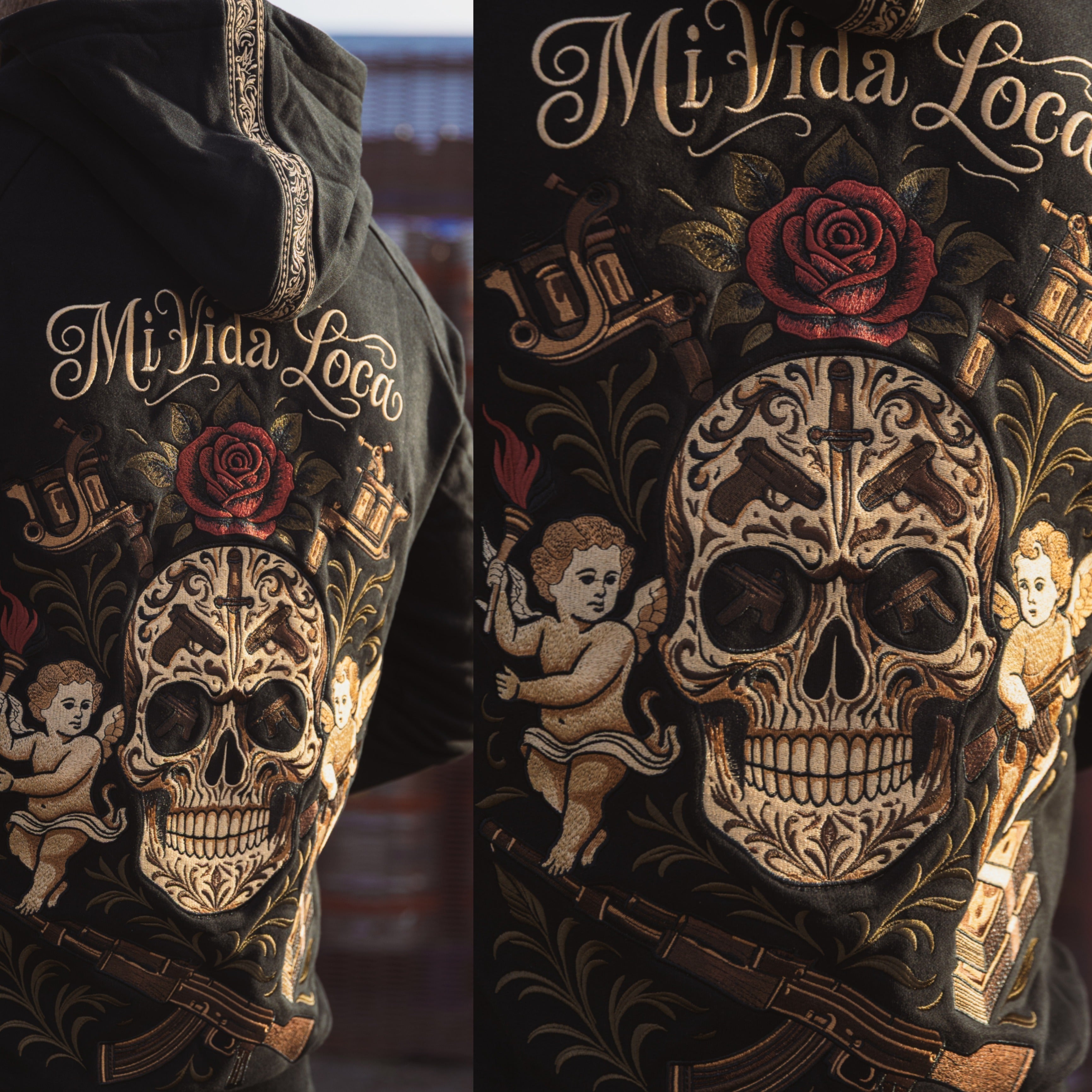 Felpa con cappuccio MVL AK Skull