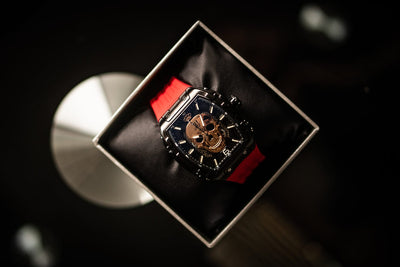 Автоматические часы MVL с черепом, японский механизм / силиконовый ремешок - черный/красный