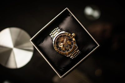 Автоматические наручные часы MVL «Двойной череп» – серебро/золото