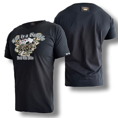 Camiseta MVL Life con bordado de la vida es un juego de azar - negra