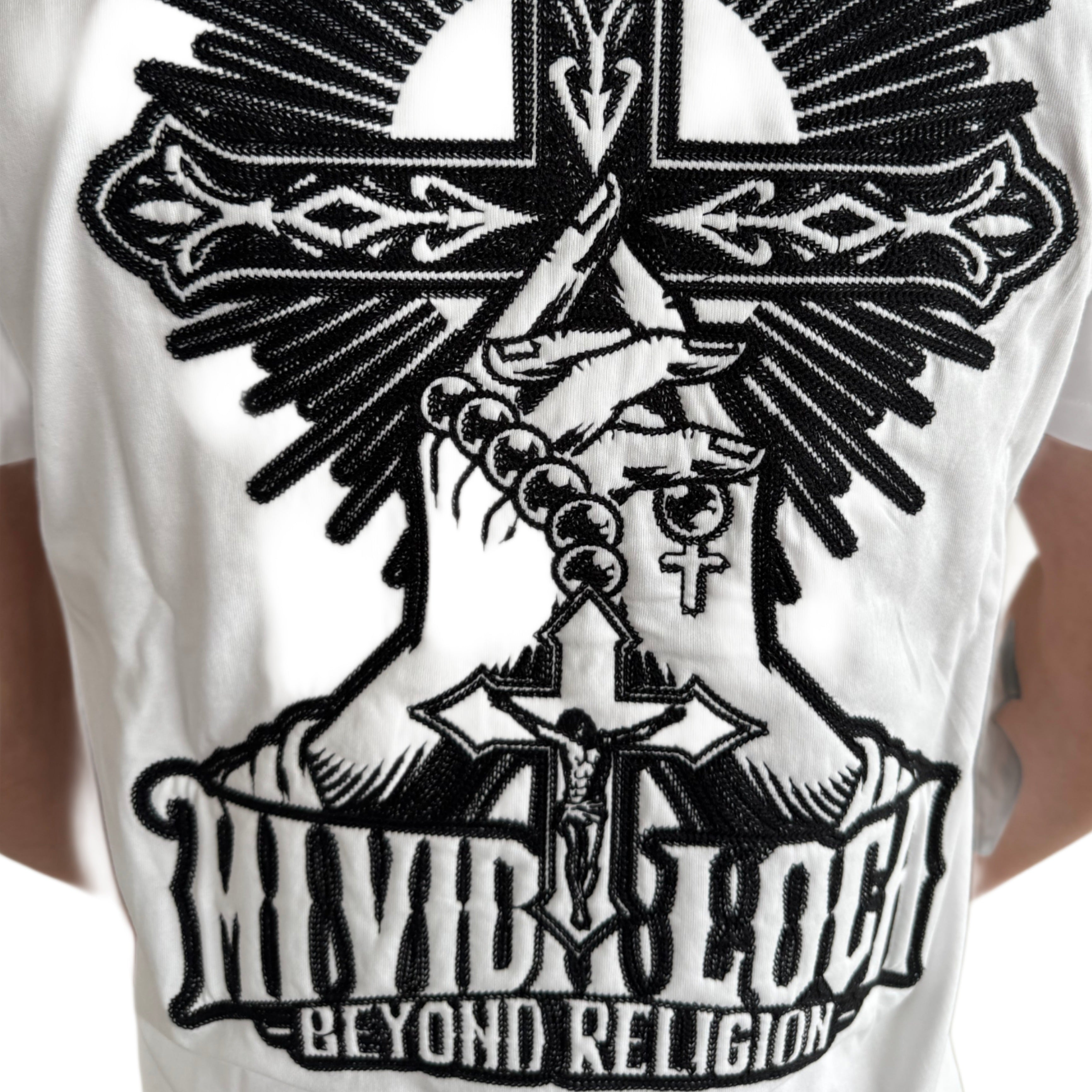 Camiseta MVL Beyond religion - blanca (OVERSIZED)