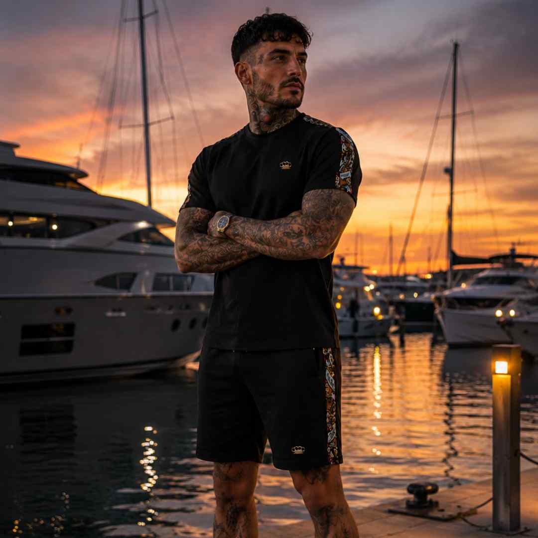 Pantaloncini da jogging decorati Savage - neri