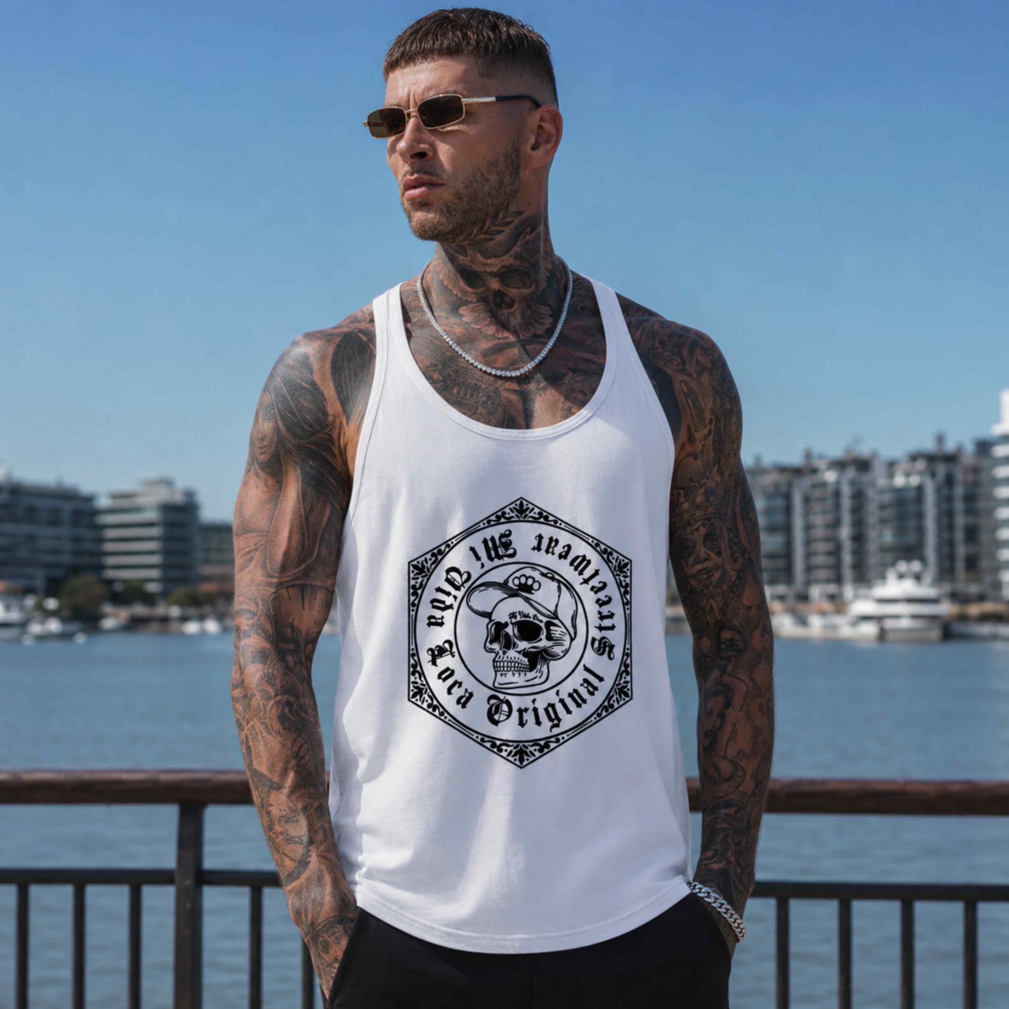 Camiseta sin mangas MVL «Original streetwear» - blanca