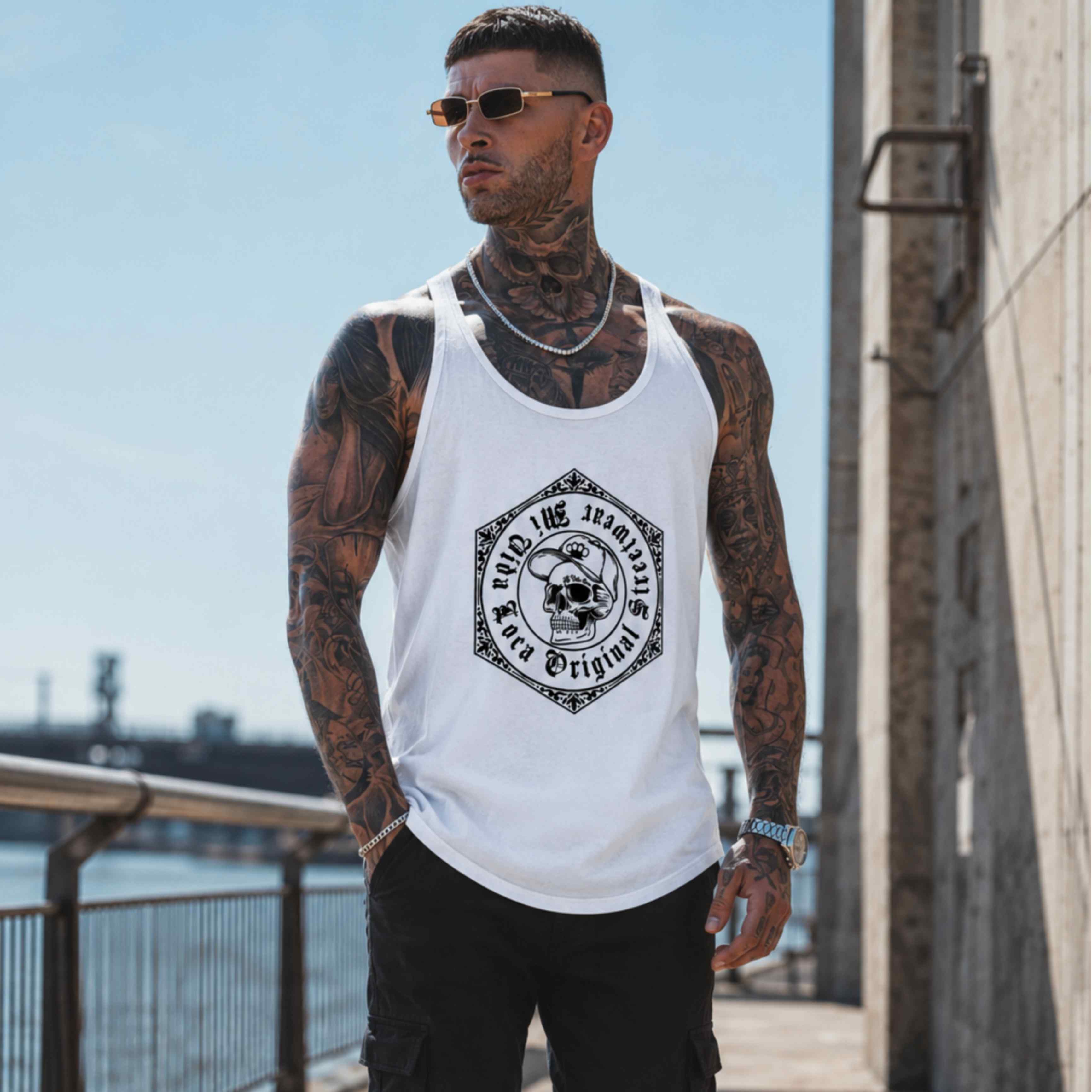 Camiseta sin mangas MVL «Original streetwear» - blanca