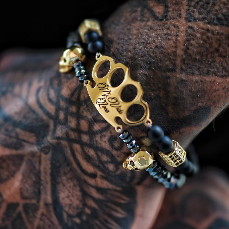 MVL „Polygonal skulls“ Armband schwarz/gold
